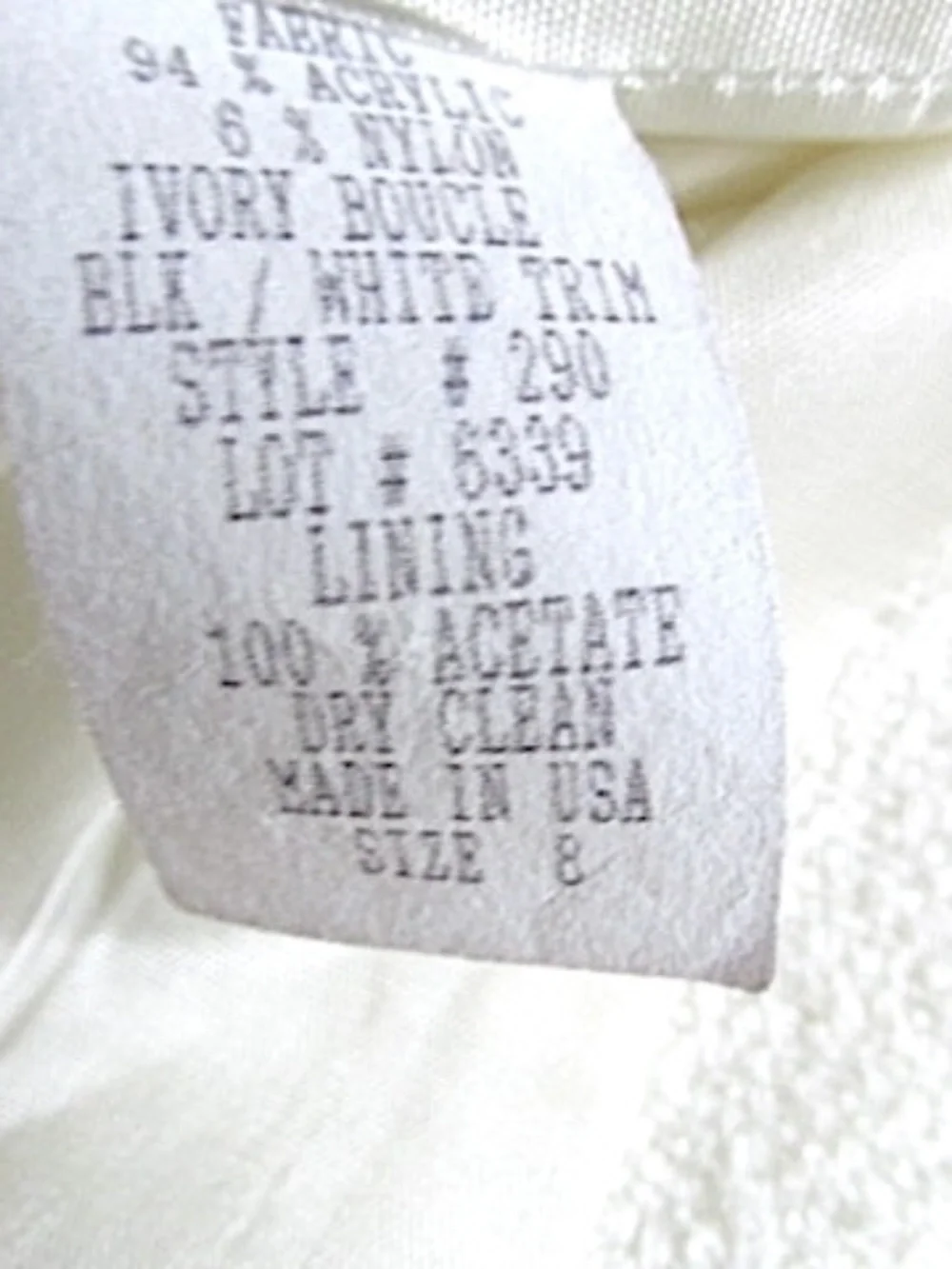 Giancarlo Ferrari Ivory Boucle Chanel-Style Jacket, Size 8